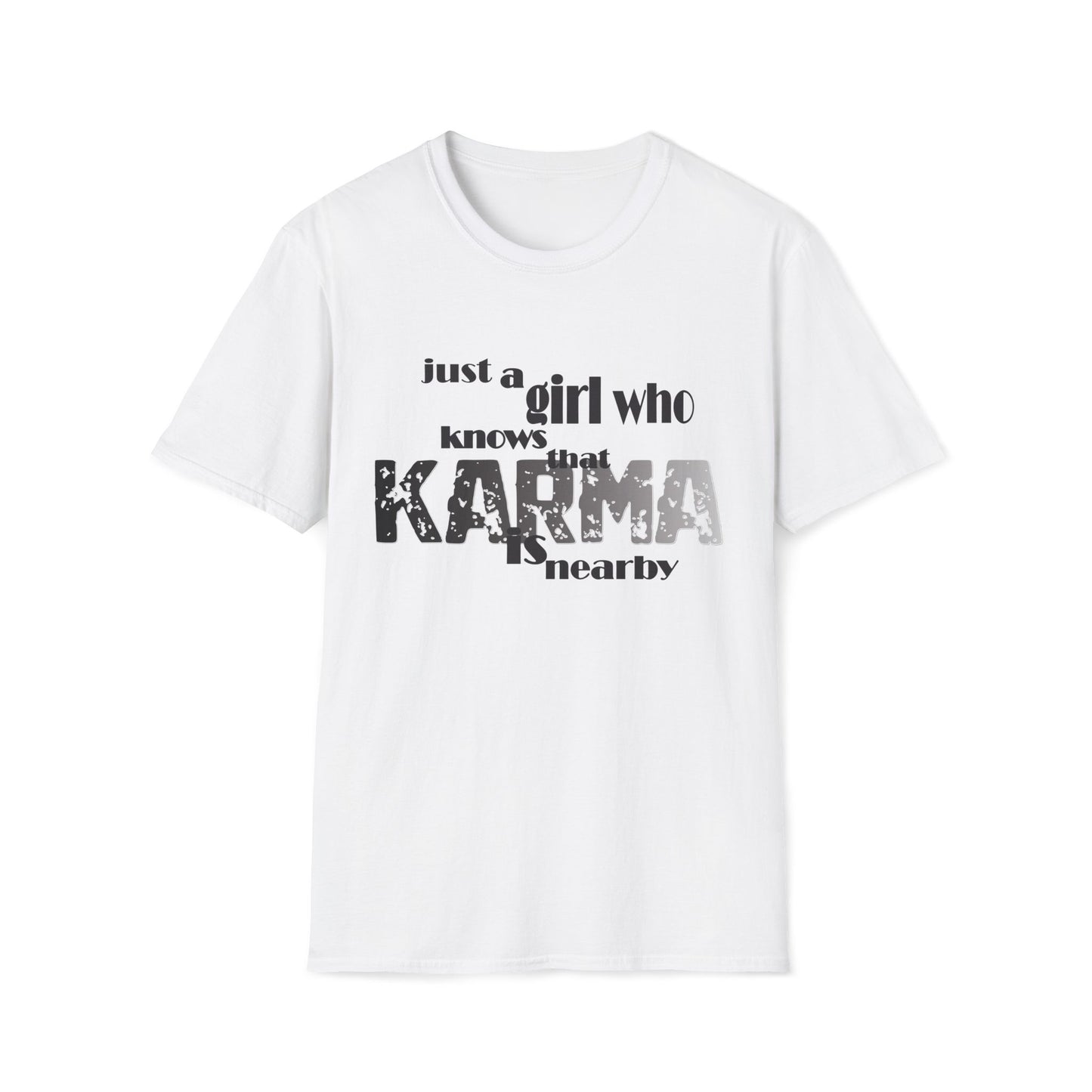 Karma Girl Graphic Tee, Unisex Softstyle T-Shirt, Zen Vibes Shirt, Positive Energy Top, Yoga Lover Gift, Meditation Tee
