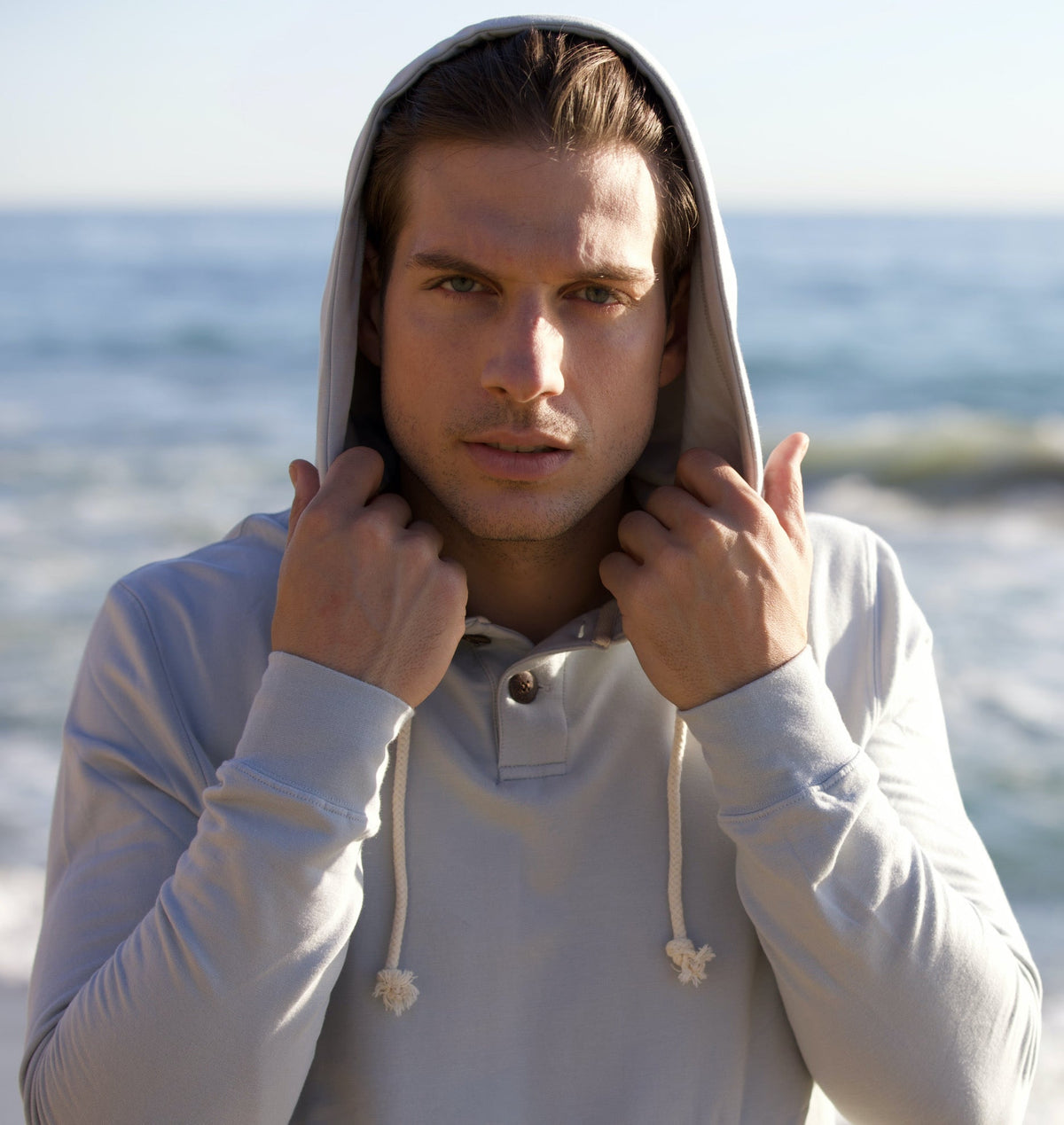 Men’s Bamboo Viscose Fleece Henley Hoodie