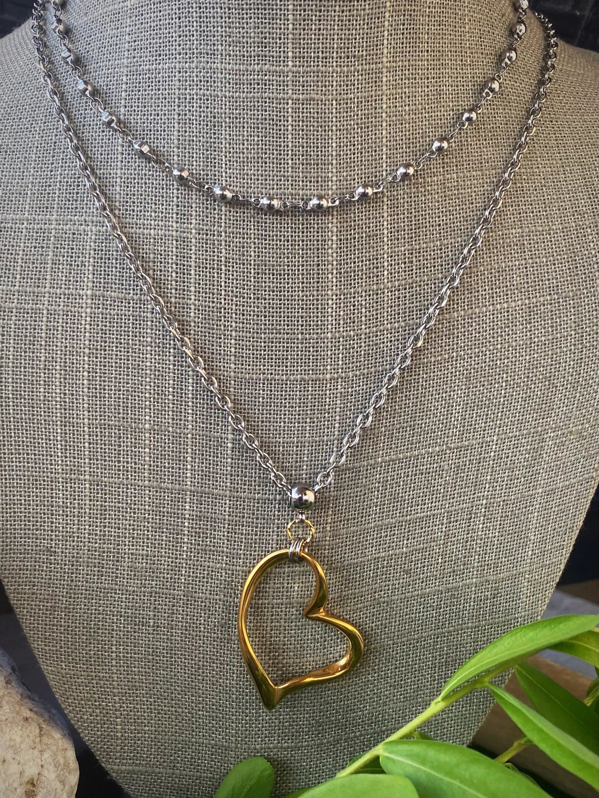 Whimsical Heart Necklace – Large Open Heart Pendant in Silver or Gold