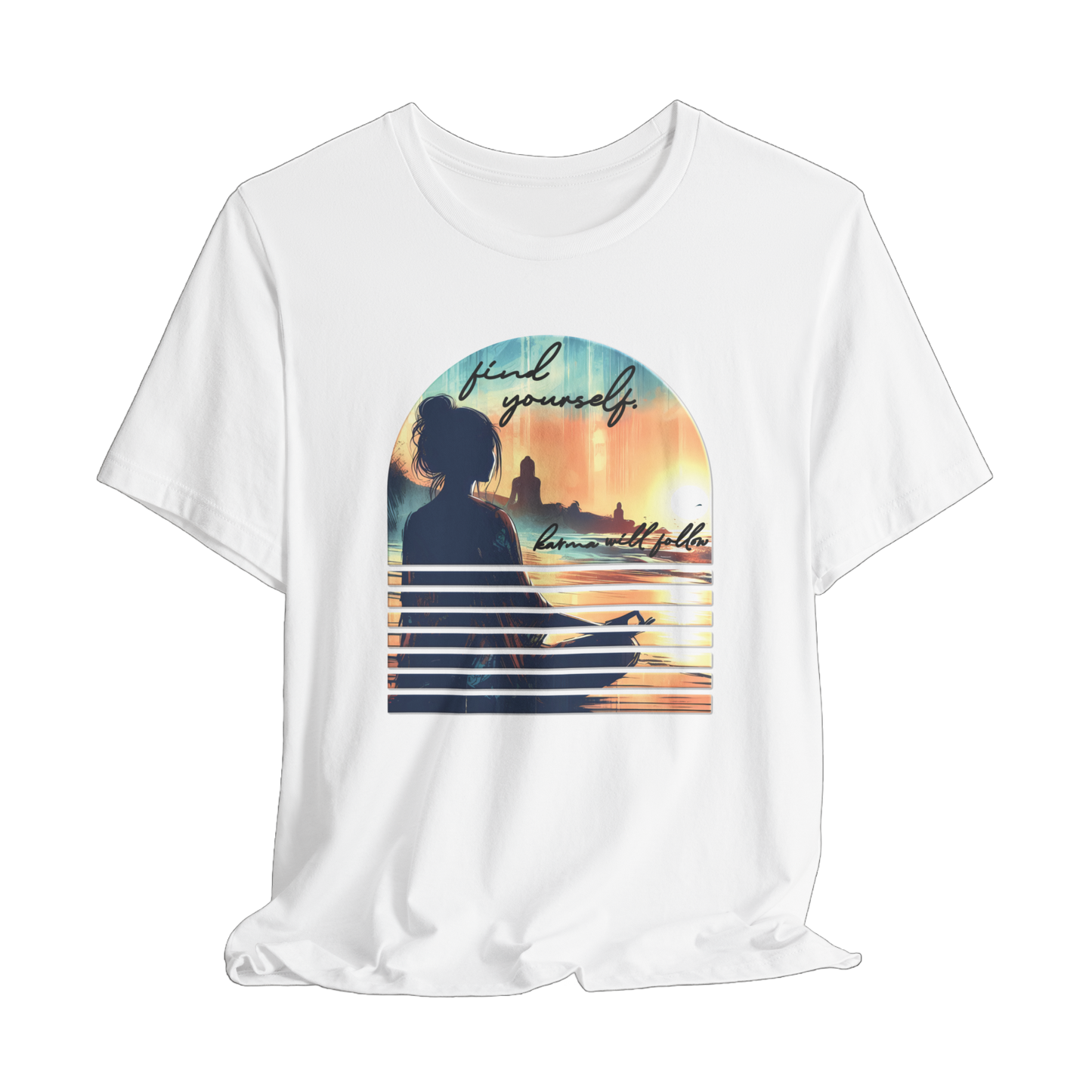 Find Yourself Karma Will Follow T-Shirt, Inspirational Graphic Tee, Positive Vibes Shirt, Motivational Streetwear, Spiritual Unisex Clothing