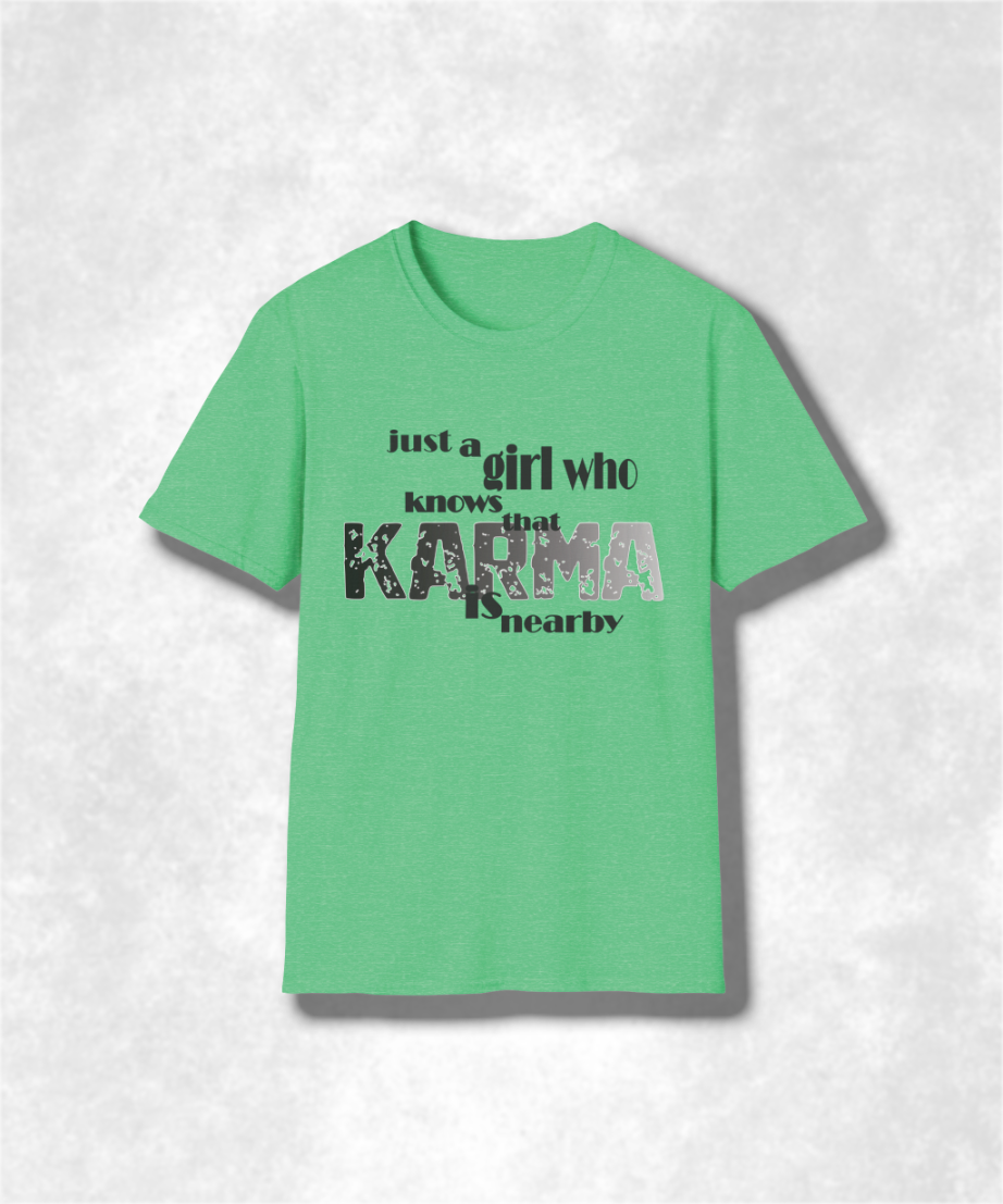 Karma Girl Graphic Tee, Unisex Softstyle T-Shirt, Zen Vibes Shirt, Positive Energy Top, Yoga Lover Gift, Meditation Tee
