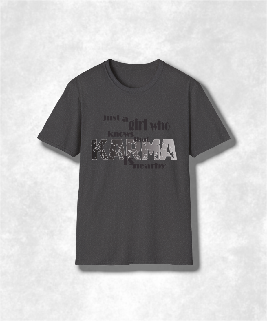 Karma Girl Graphic Tee, Unisex Softstyle T-Shirt, Zen Vibes Shirt, Positive Energy Top, Yoga Lover Gift, Meditation Tee