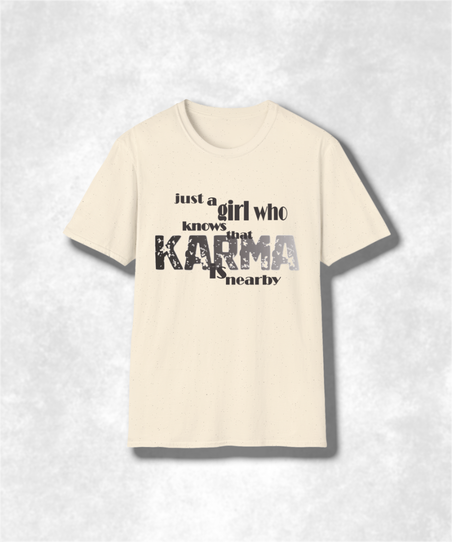 Karma Girl Graphic Tee, Unisex Softstyle T-Shirt, Zen Vibes Shirt, Positive Energy Top, Yoga Lover Gift, Meditation Tee