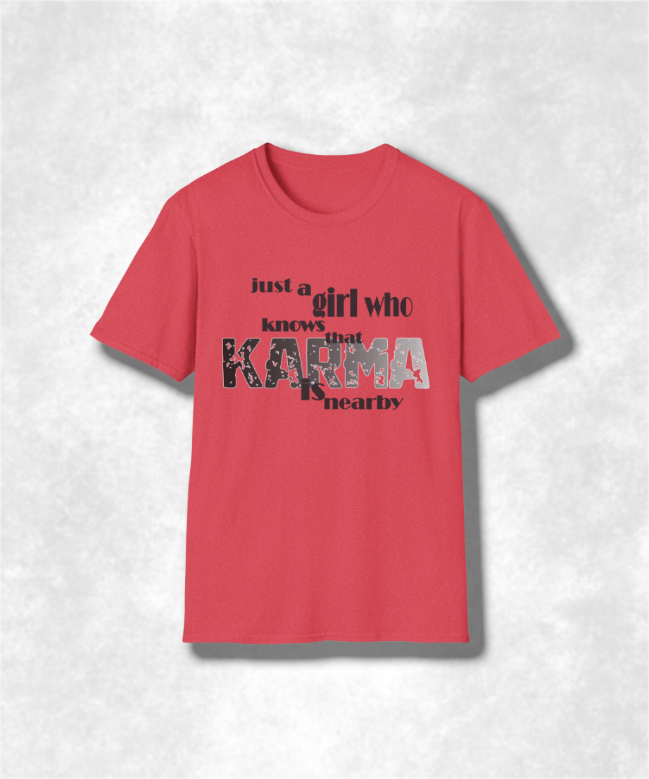 Karma Girl Graphic Tee, Unisex Softstyle T-Shirt, Zen Vibes Shirt, Positive Energy Top, Yoga Lover Gift, Meditation Tee