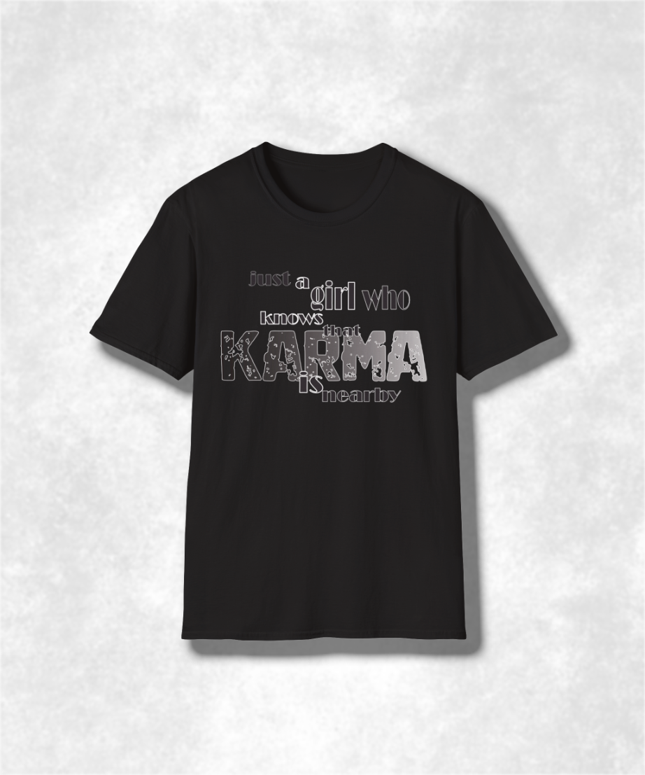 Karma Girl Graphic Tee, Unisex Softstyle T-Shirt, Zen Vibes Shirt, Positive Energy Top, Yoga Lover Gift, Meditation Tee