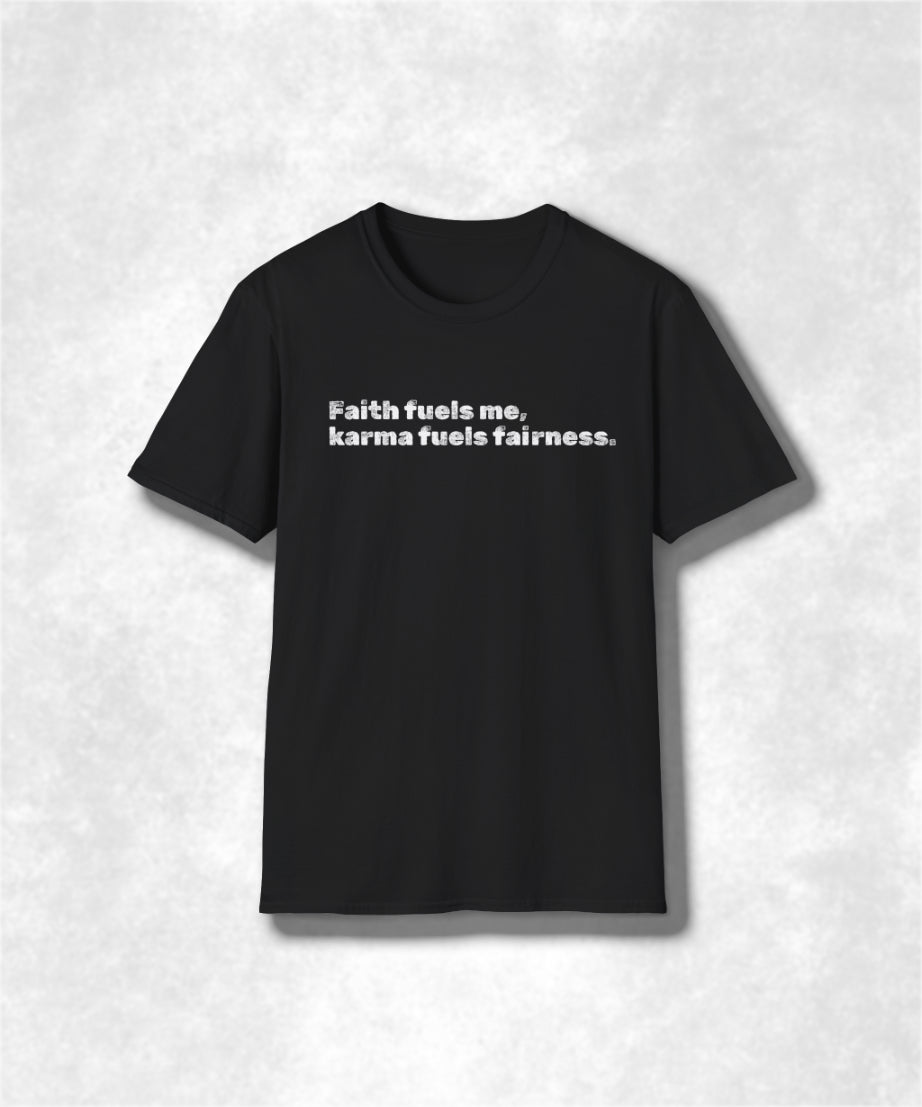 Faith and Karma Unisex Softstyle T-Shirt, Spiritual Tee, Positive Vibes Shirt, Inspirational Clothing, Meditation Top