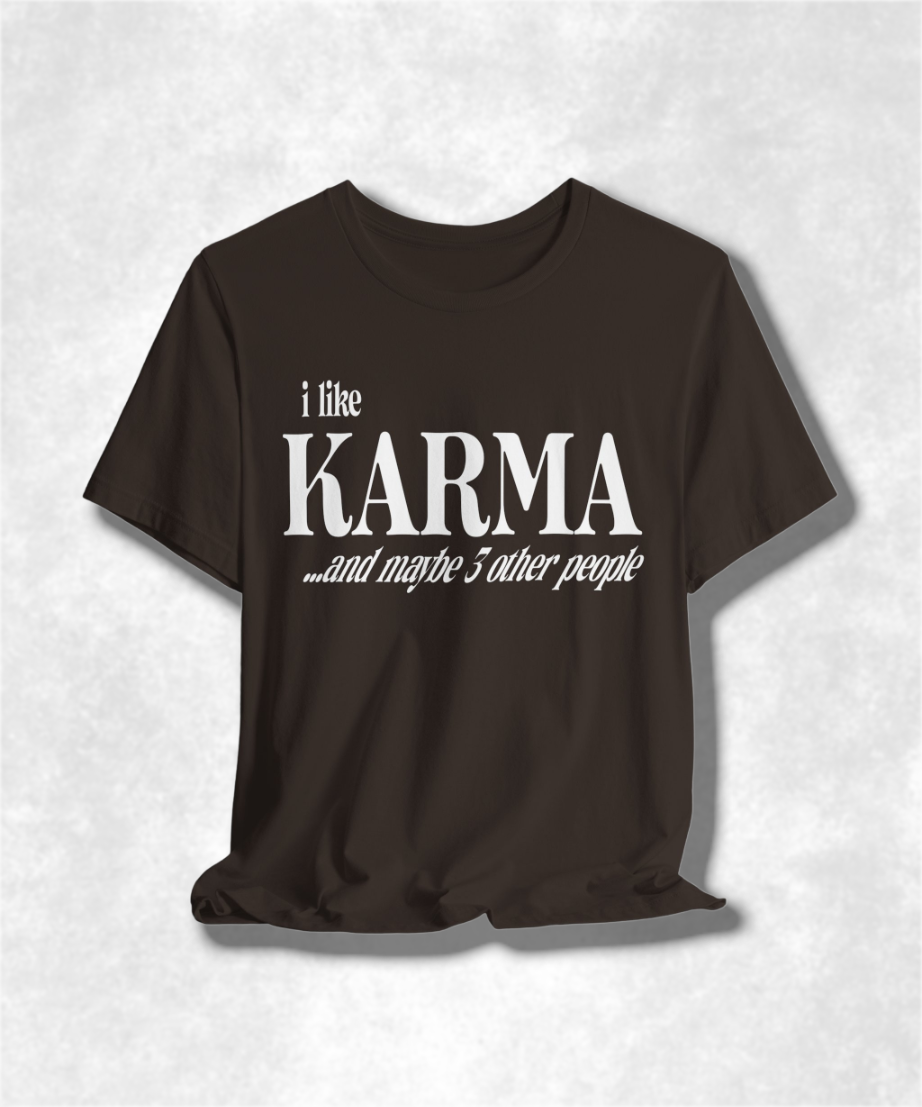 I Like Karma and Maybe 3 Other People T-Shirt, Funny Graphic Tee, Sarcastic Shirt, Casual Unisex Top, Humor Apparel, Gift for Introverts