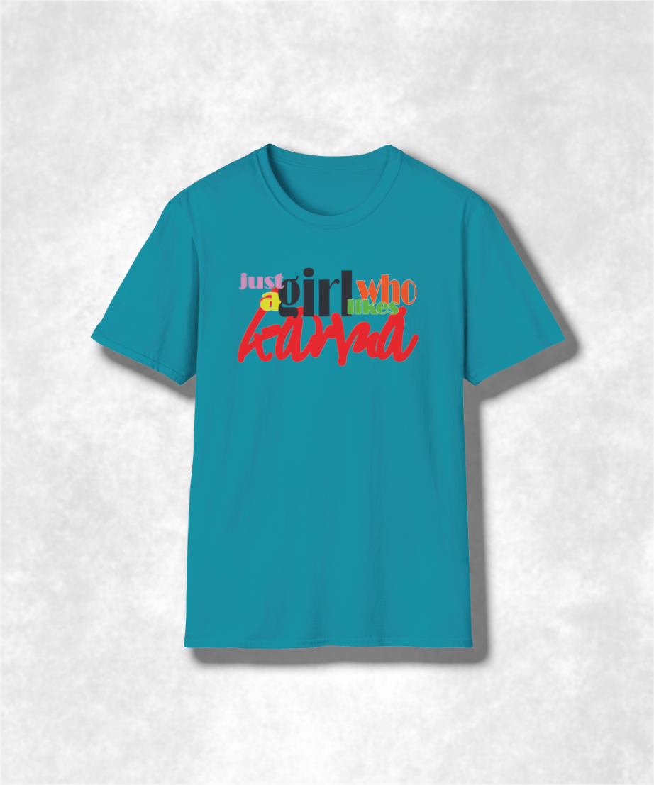 Just a Girl Who Likes Karma Unisex Softstyle T-Shirt, Karma Lover Tee, Positive Vibes Shirt, Funny Graphic Tee, Inspirational Quote Top
