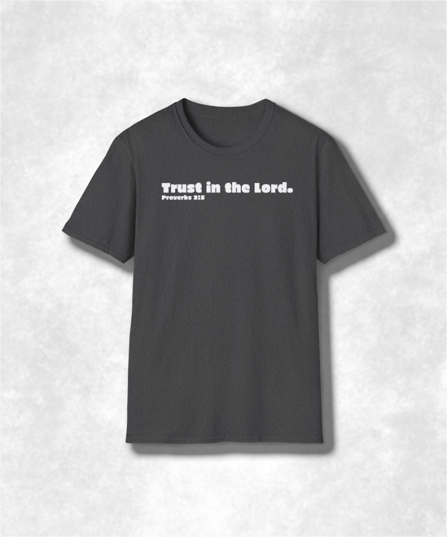 Religious Scripture Trust in the Lord Proverbs 3:5 Unisex Softstyle Tee, Christian Faith Gift Shirt, Bible Verse Graphic Top, Spiritual
