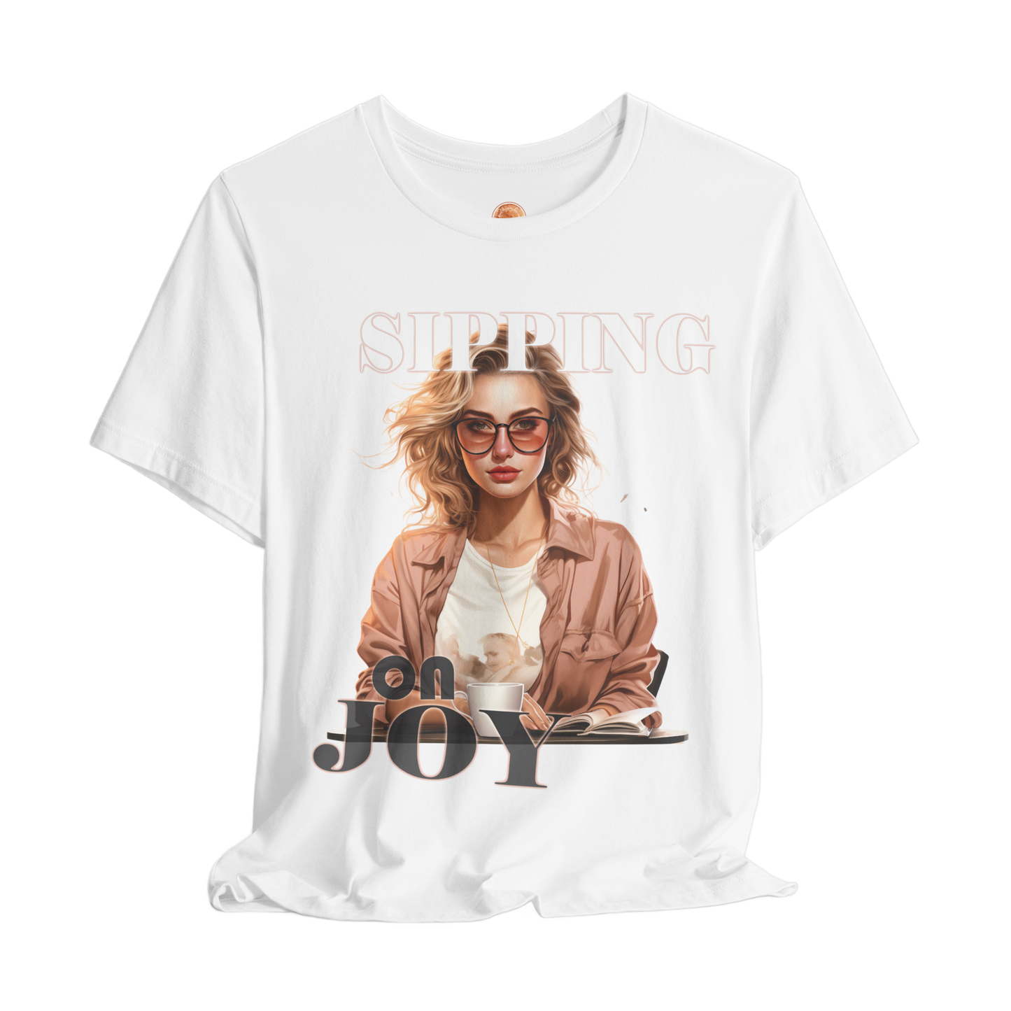 Sipping on Joy Karma T-Shirt - Positive Vibes Graphic Tee, Inspirational Casual Wear