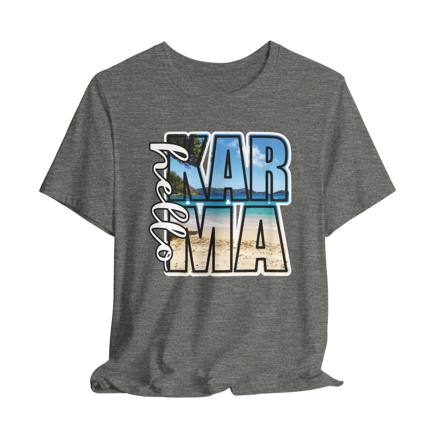 HELLO Karma Summer T-Shirt, Women's Graphic Tee, Positive Vibes Shirt, Casual Boho Top, Inspirational Clothing, Summer Fashion Gift