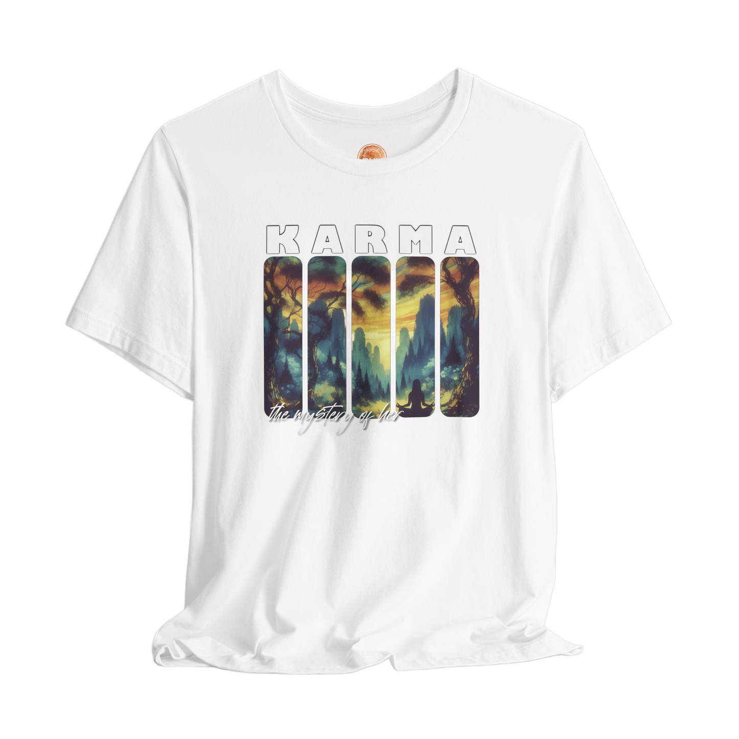 The Mystery of Her Karma T-Shirt - Women's Graphic Tee, Spiritual Streetwear, Boho Chic Clothing, Inspirational Apparel, Unique Gift Idea