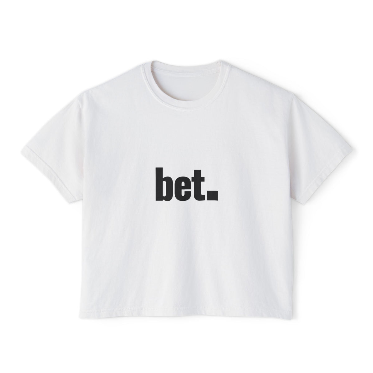 bet. Boxy Tee | Minimal Text Graphic, White Cropped T-Shirt
