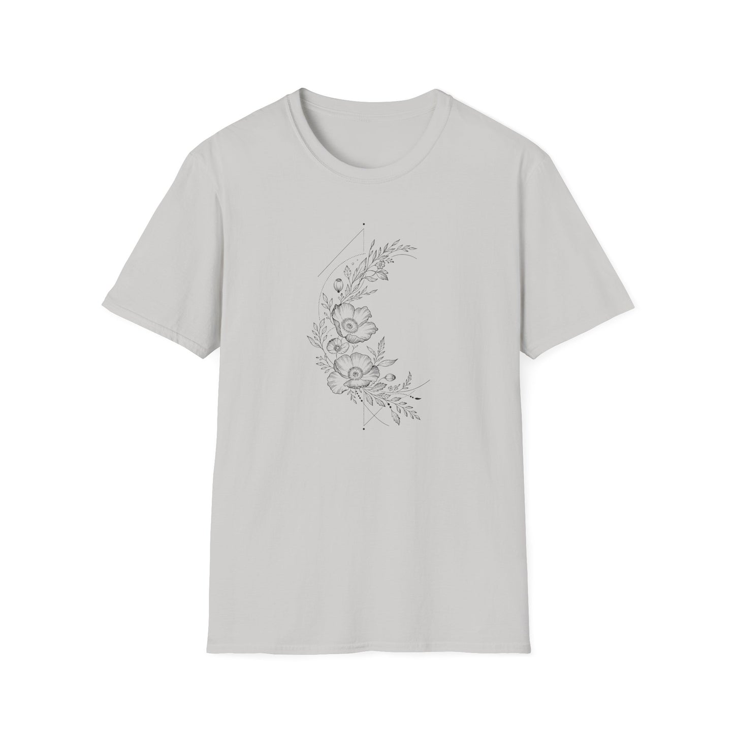 Floral Line Art Tee — Minimal Botanical Flower T-Shirt