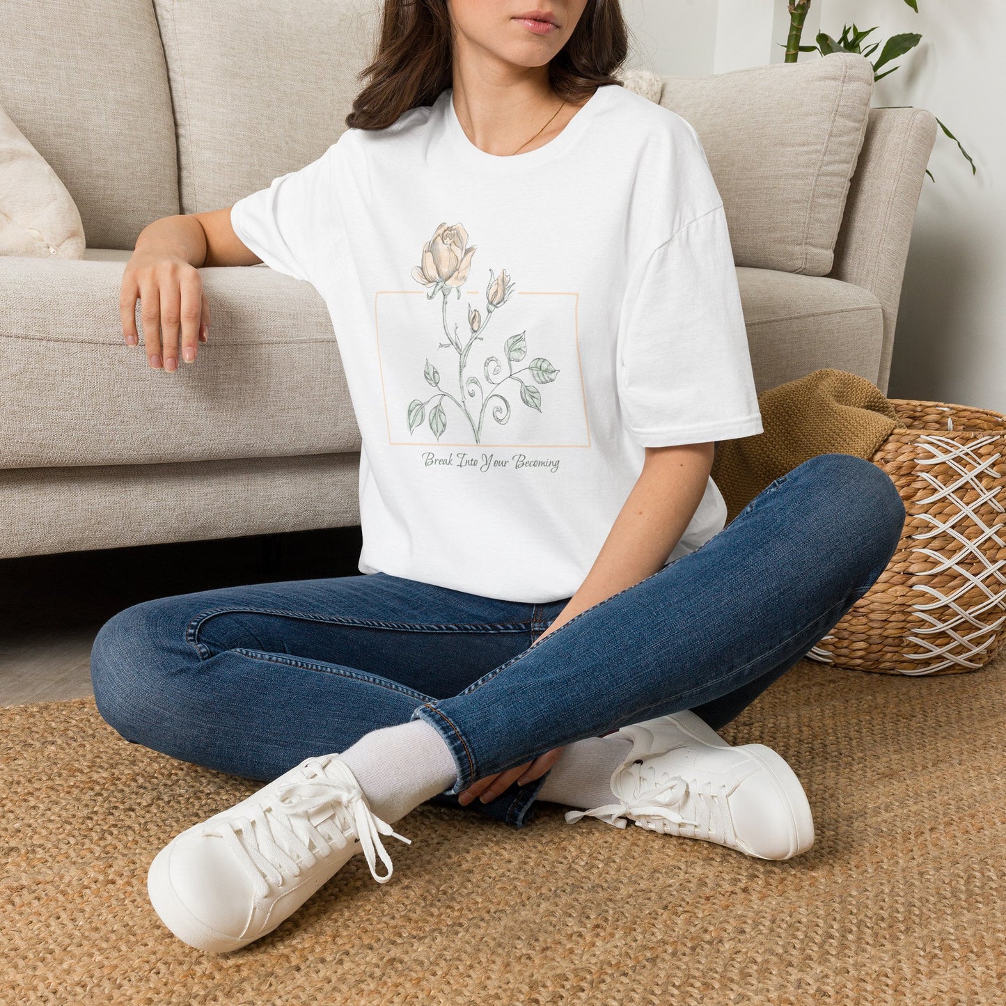 Break Into Your Becoming Blooming Stem T-Shirt | Minimal Geometric Frame