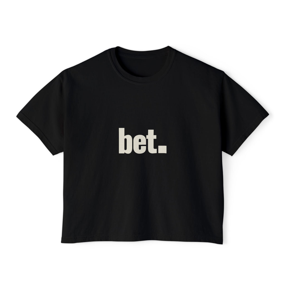 bet. Boxy Tee | Minimal Text Graphic, White Cropped T-Shirt