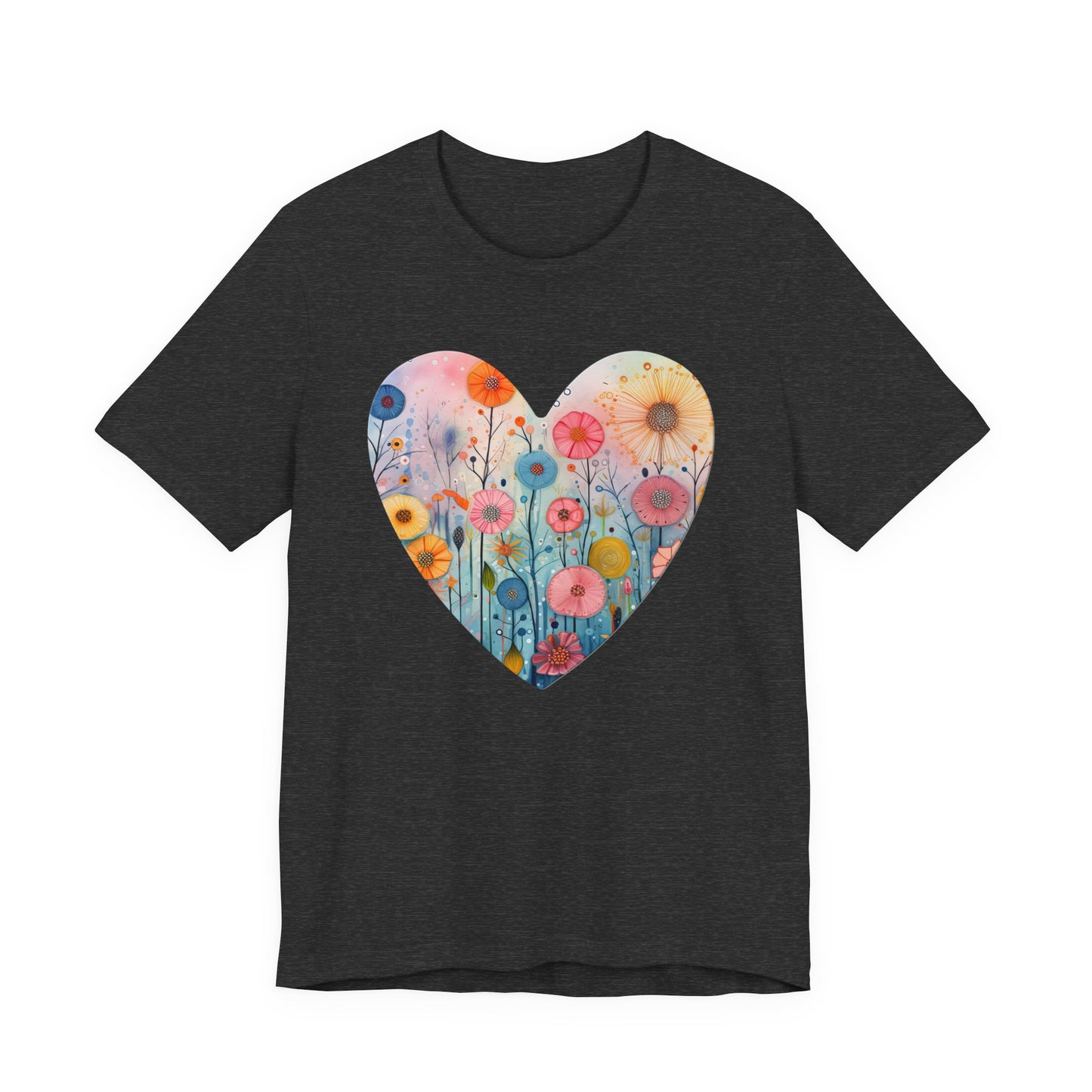 Floral Heart Tee | Watercolor Wildflower Heart Graphic T-Shirt