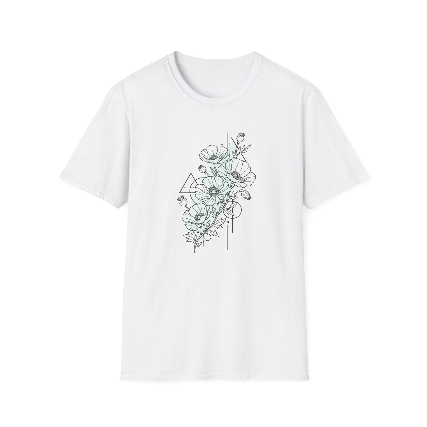 Floral Line Art T-Shirt — Minimal Poppy Bouquet Graphic Tee