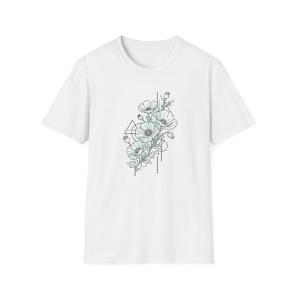 Floral Line Art T-Shirt — Minimal Poppy Bouquet Graphic Tee