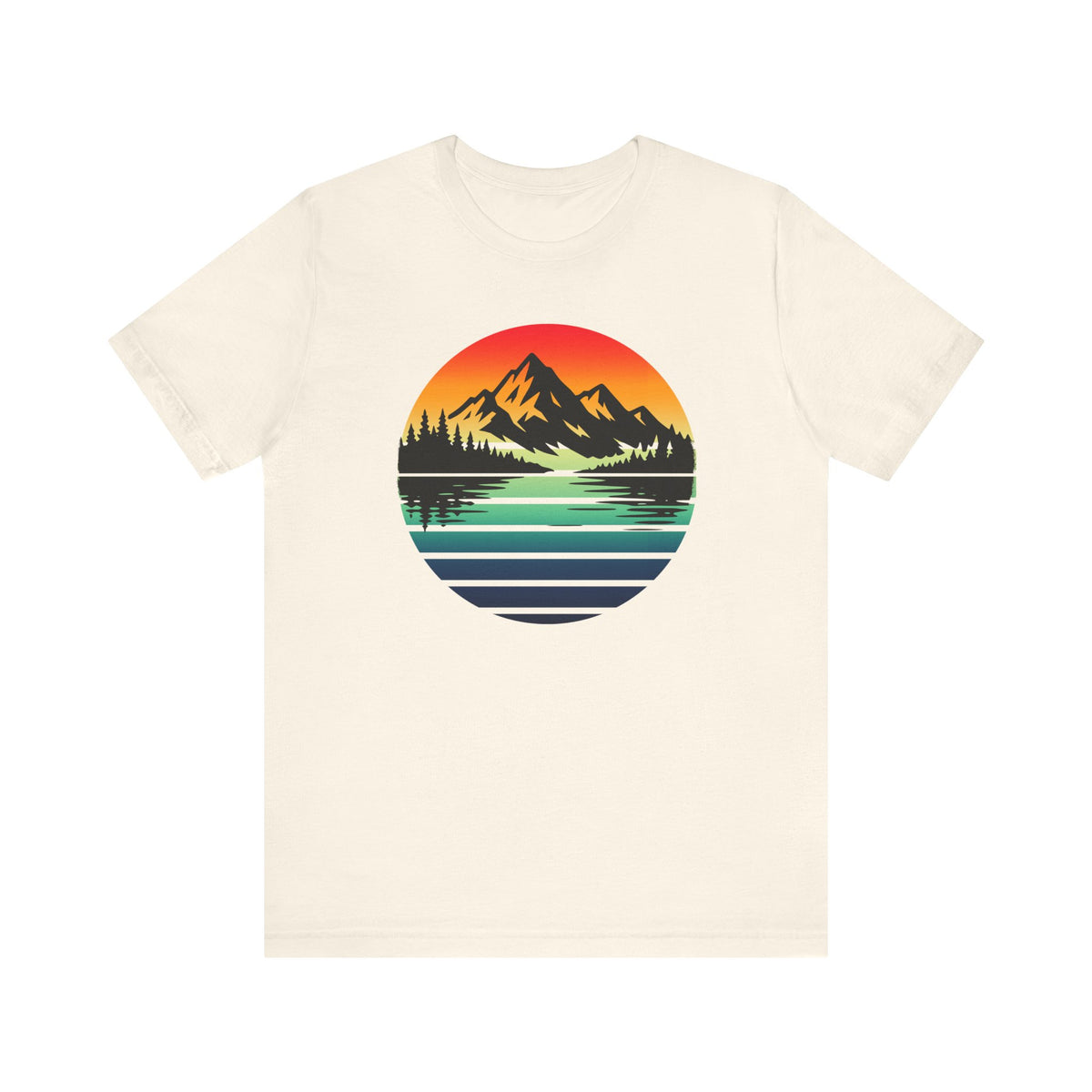 Sunset Mountain Lake Tee | Retro Landscape T-Shirt