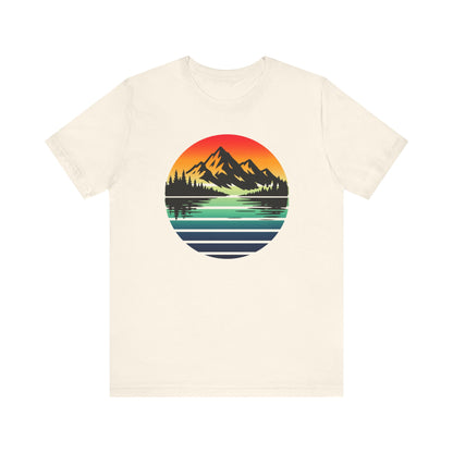 Sunset Mountain Lake Tee | Retro Landscape T-Shirt