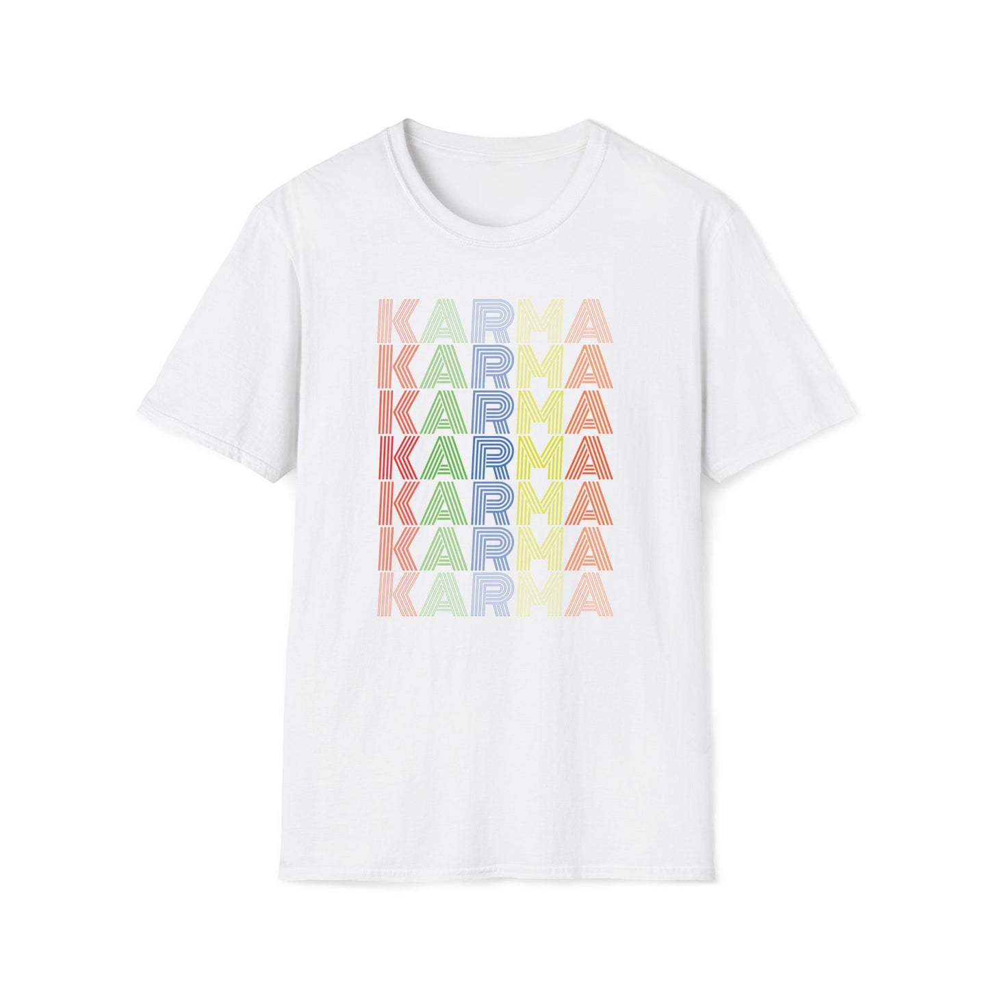 Karma Groovy Colorful T-Shirt, Retro Hippie Tee, Positive Vibes Shirt, Trendy Rainbow Top, Yoga Gift for Him or Her