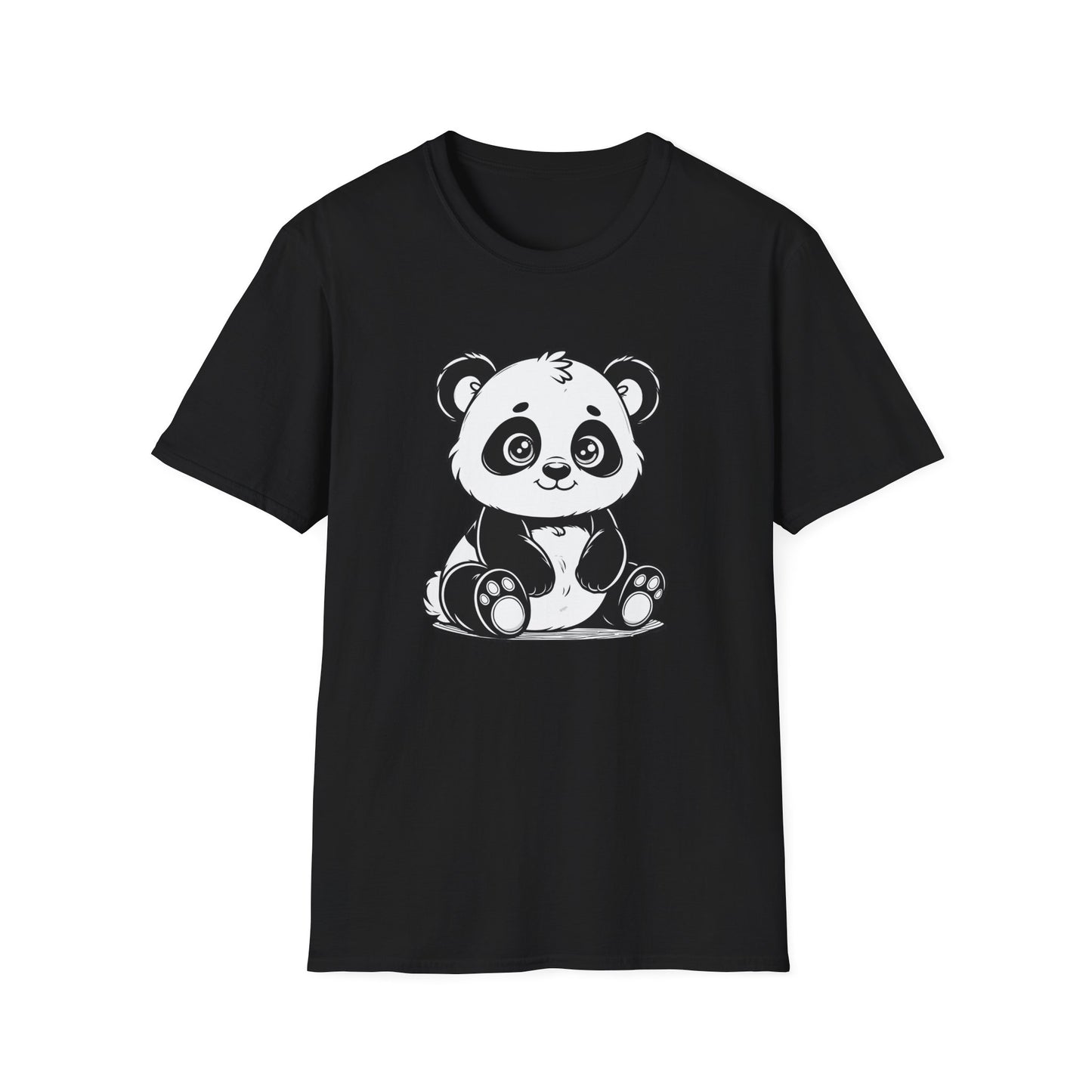 Cute Baby Panda Illustration T-Shirt | Kawaii Black & White Animal Tee