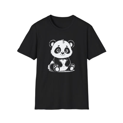 Cute Baby Panda Illustration T-Shirt | Kawaii Black & White Animal Tee