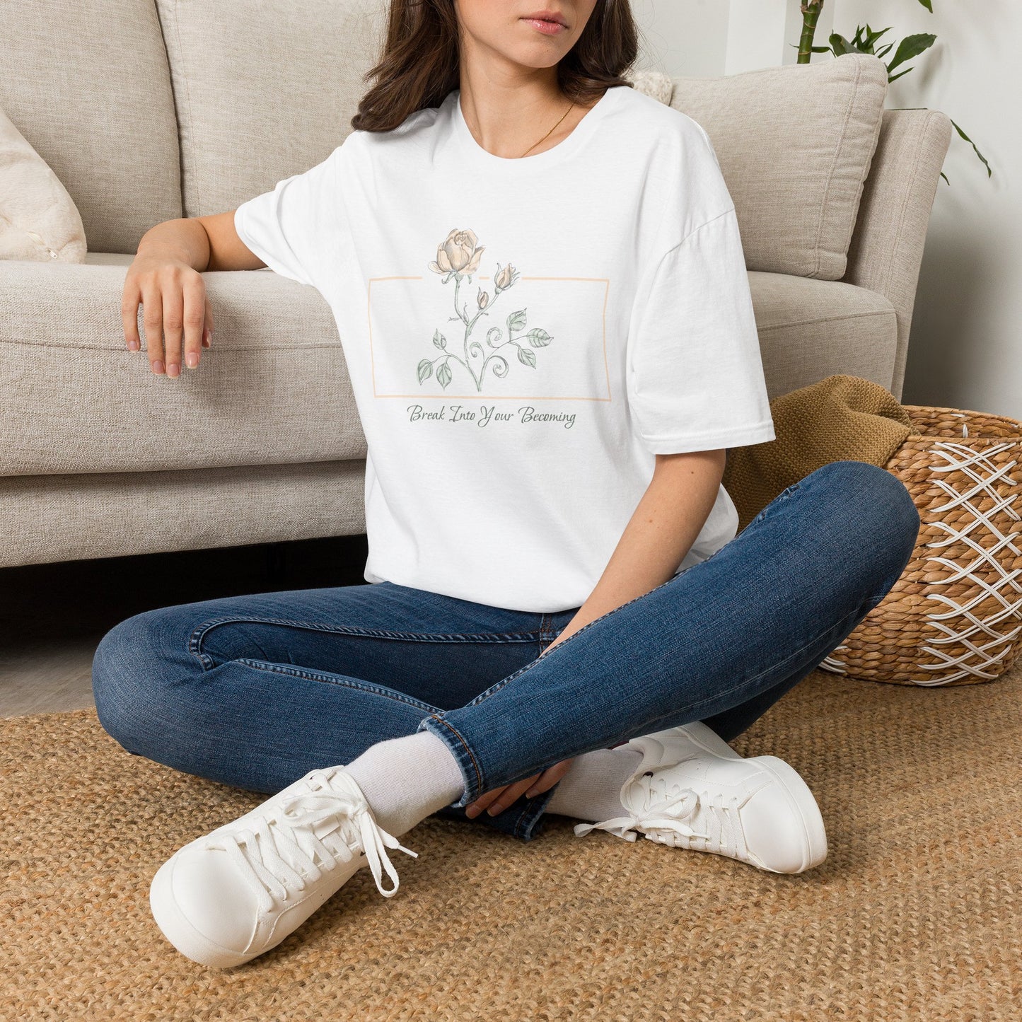 Break Into Your Becoming Blooming Stem T-Shirt | Minimal Geometric Frame