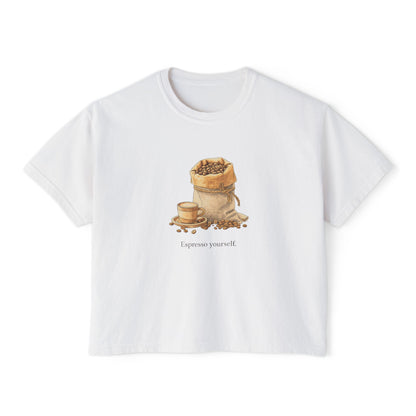 Coffee Bean Boxy Tee | Espresso Yourself, Minimal Coffee Shirt