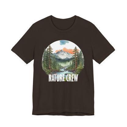 Mountain Lake Forest Nature Crew Tee | Scenic Outdoors Landscape T-Shirt