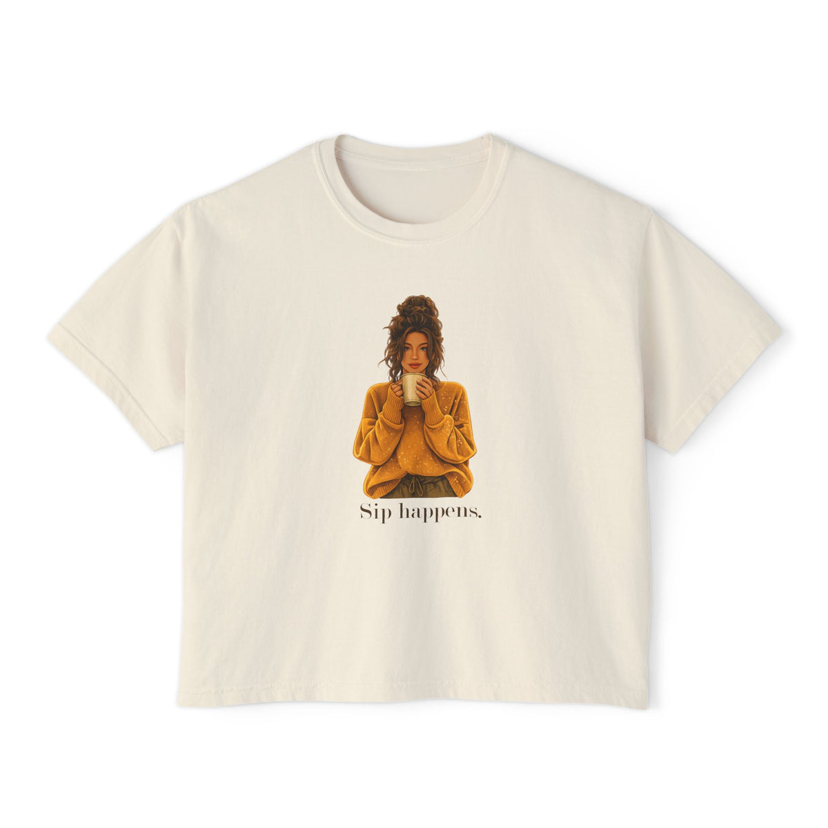 Coffee Sip Happens Tee | Boxy Crop Top