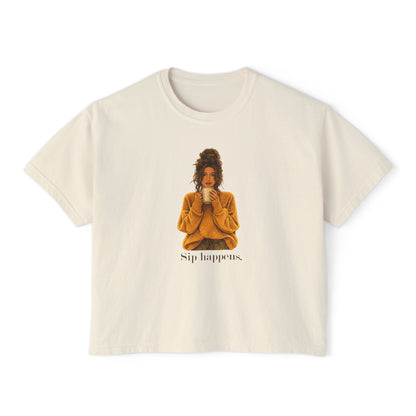 Coffee Sip Happens Tee | Boxy Crop Top