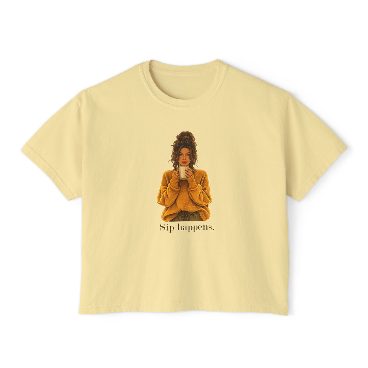 Coffee Sip Happens Tee | Boxy Crop Top