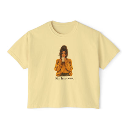 Coffee Sip Happens Tee | Boxy Crop Top