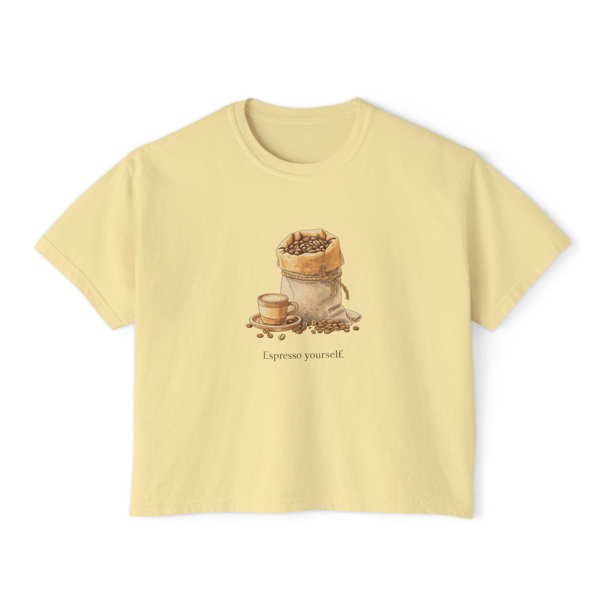 Coffee Bean Boxy Tee | Espresso Yourself, Minimal Coffee Shirt
