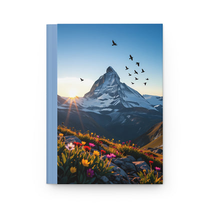 Mountain Landscape Journal: Snow-Capped Mountain Sunrise, Hardcover Matte Notebook