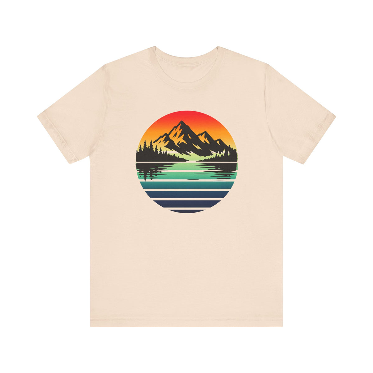 Sunset Mountain Lake Tee | Retro Landscape T-Shirt