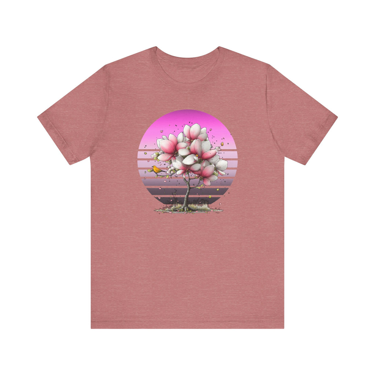 Pink Magnolia Tree Tee | Retro Sunset Floral Shirt