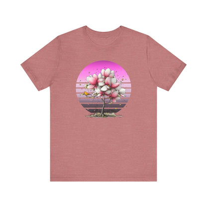 Pink Magnolia Tree Tee | Retro Sunset Floral Shirt