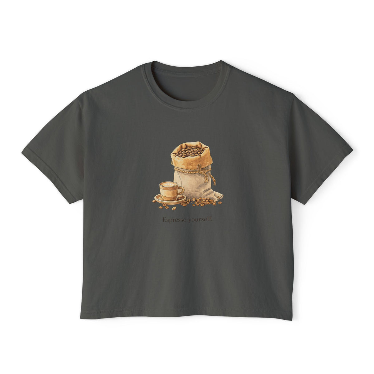 Coffee Bean Boxy Tee | Espresso Yourself, Minimal Coffee Shirt