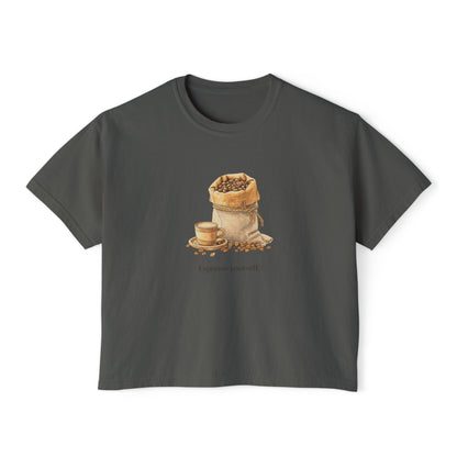 Coffee Bean Boxy Tee | Espresso Yourself, Minimal Coffee Shirt