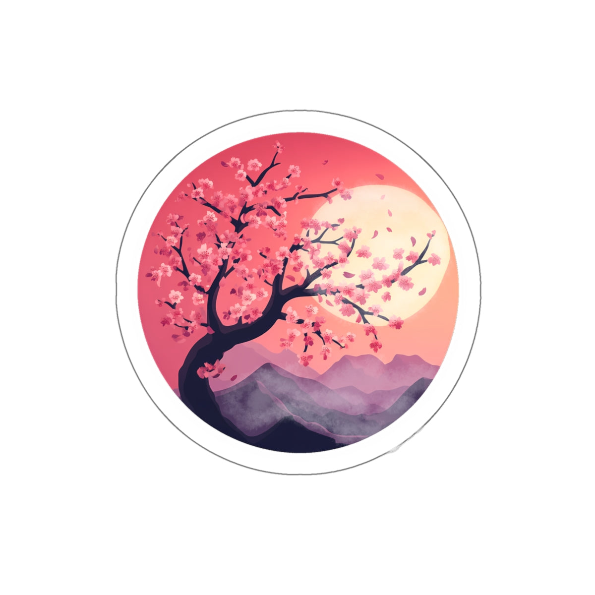 cherry blossoms in twilight Kiss-Cut Stickers