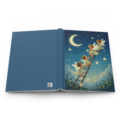 Enchanting Fairies Journal: Golden Glowing Stars Under Moonlight, Hardcover Matte Notebook