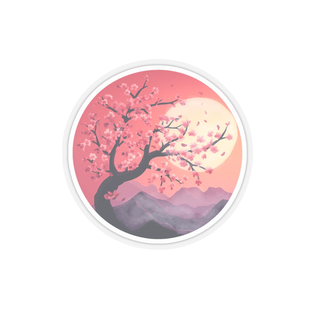 cherry blossoms in twilight Kiss-Cut Stickers