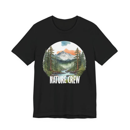 Mountain Lake Forest Nature Crew Tee | Scenic Outdoors Landscape T-Shirt