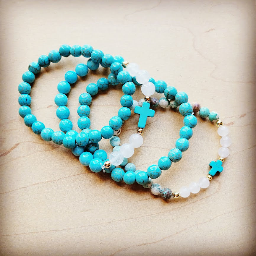 Jade & Howlite Stackable Bracelet | Boho Stretch Design