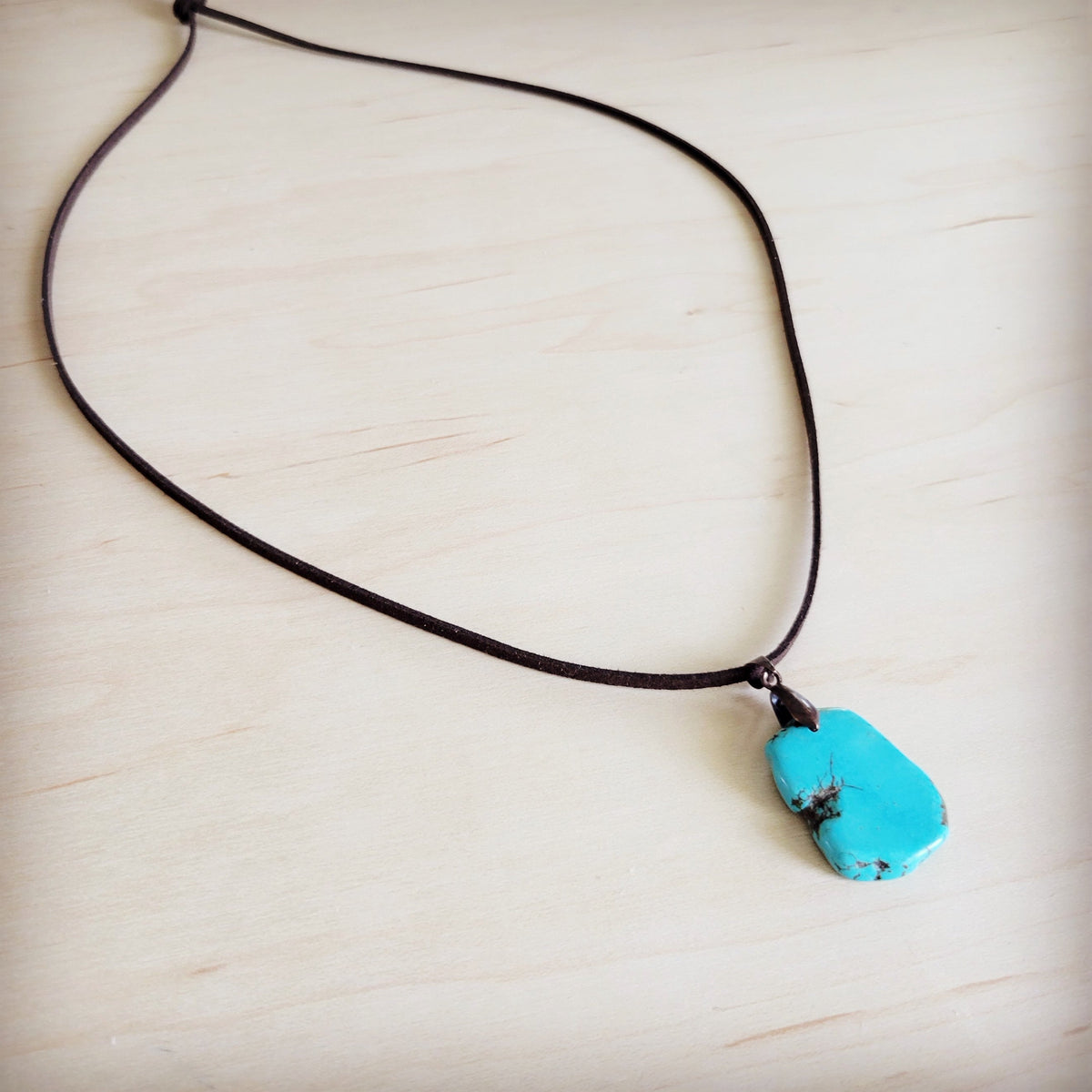 Genuine Leather Necklace with Howlite Stone