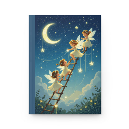 Enchanting Fairies Journal: Golden Glowing Stars Under Moonlight, Hardcover Matte Notebook