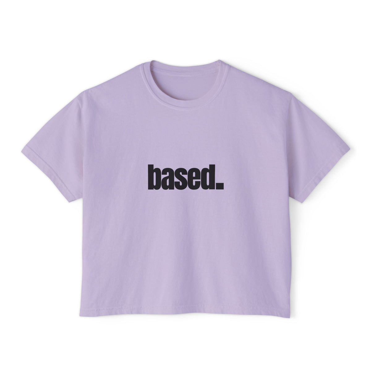 based. Boxy Tee | Minimal Text Graphic, White Cropped Shirt